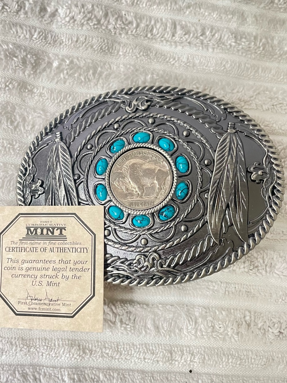 2016 First Commemorative Mint Belt Buckle with Genuine Buffalo Nickel